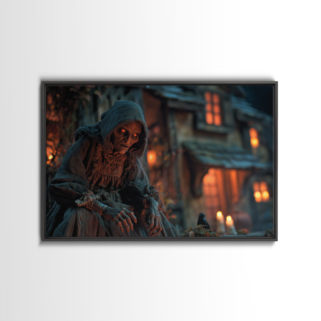The Red-Eyed Night Hag, Landscape Wall Art, Spooky Home Decor, Canvas Print, Halloween Wall Decor, Gothic Home Decor, Dark Fantasy Art
