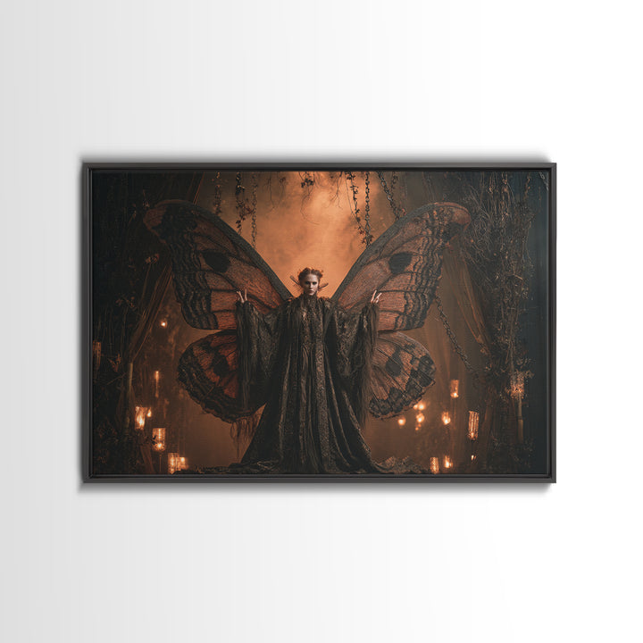 The Velvet Moth Witch, Landscape Wall Art, Spooky Home Decor, Canvas Print, Halloween Wall Decor, Gothic Home Decor, Halloween Wall Art