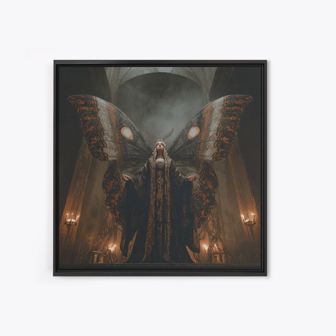 The Velvet Moth Witch, Square Wall Art, Dark Fantasy Wall Art, Canvas Print, Halloween Wall Decor, Gothic Home Decor, Spooky Wall Decor