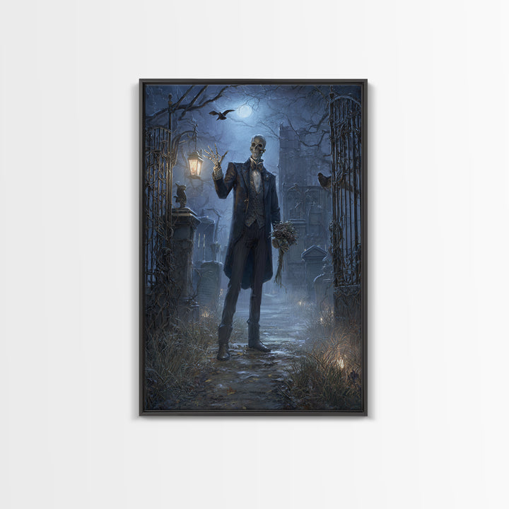 The Ghostly Groom, Vertical Wall Art, Spooky Home Decor, Canvas Print, Halloween Wall Decor, Gothic Home Decor, Dark Fantasy Art