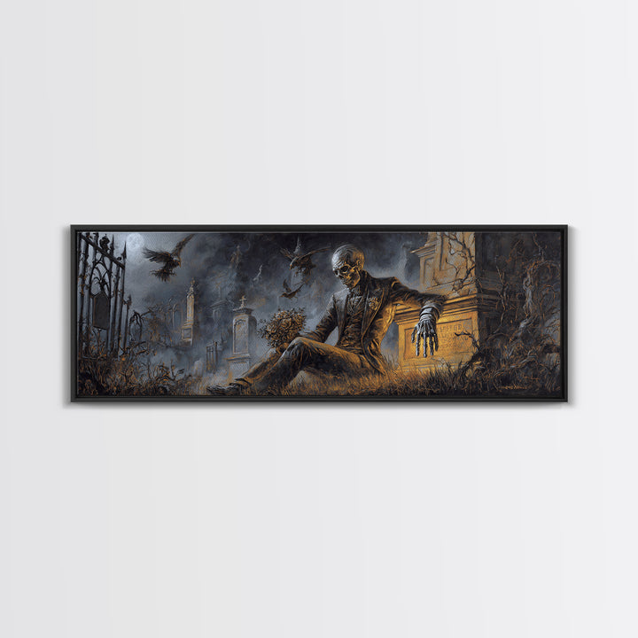 The Ghostly Groom, Extra Wide Wall Art, Dark Fantasy Wall Art, Canvas Print, Halloween Wall Decor, Gothic Home Decor, Seasonal Home Decor