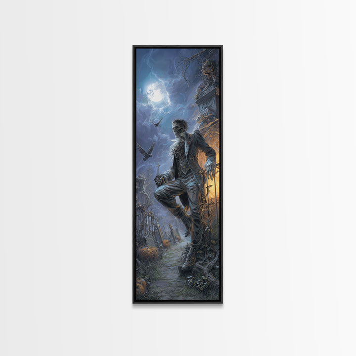 The Ghostly Groom, Tall Narrow Wall Art, Macabre Wall Art, Framed Canvas Print, Halloween Wall Decor, Gothic Home Decor, Seasonal Home Decor