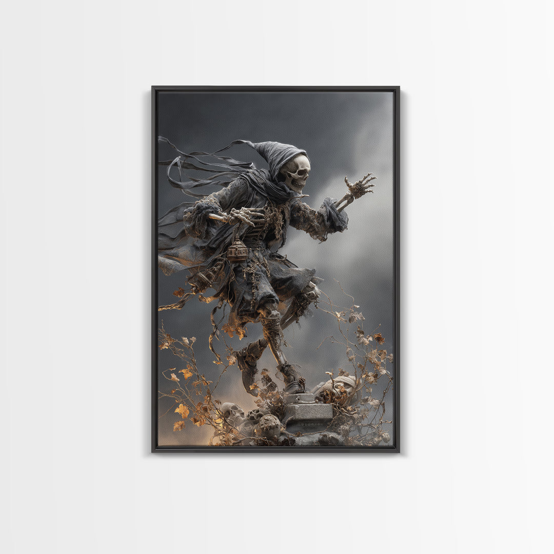 The Phantom Jester, Vertical Wall Art, Spooky Home Decor, Canvas Print, Halloween Wall Decor, Gothic Home Decor, Dark Fantasy Art