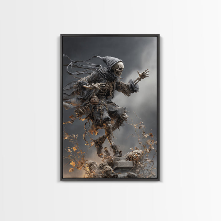 The Phantom Jester, Vertical Wall Art, Spooky Home Decor, Canvas Print, Halloween Wall Decor, Gothic Home Decor, Dark Fantasy Art