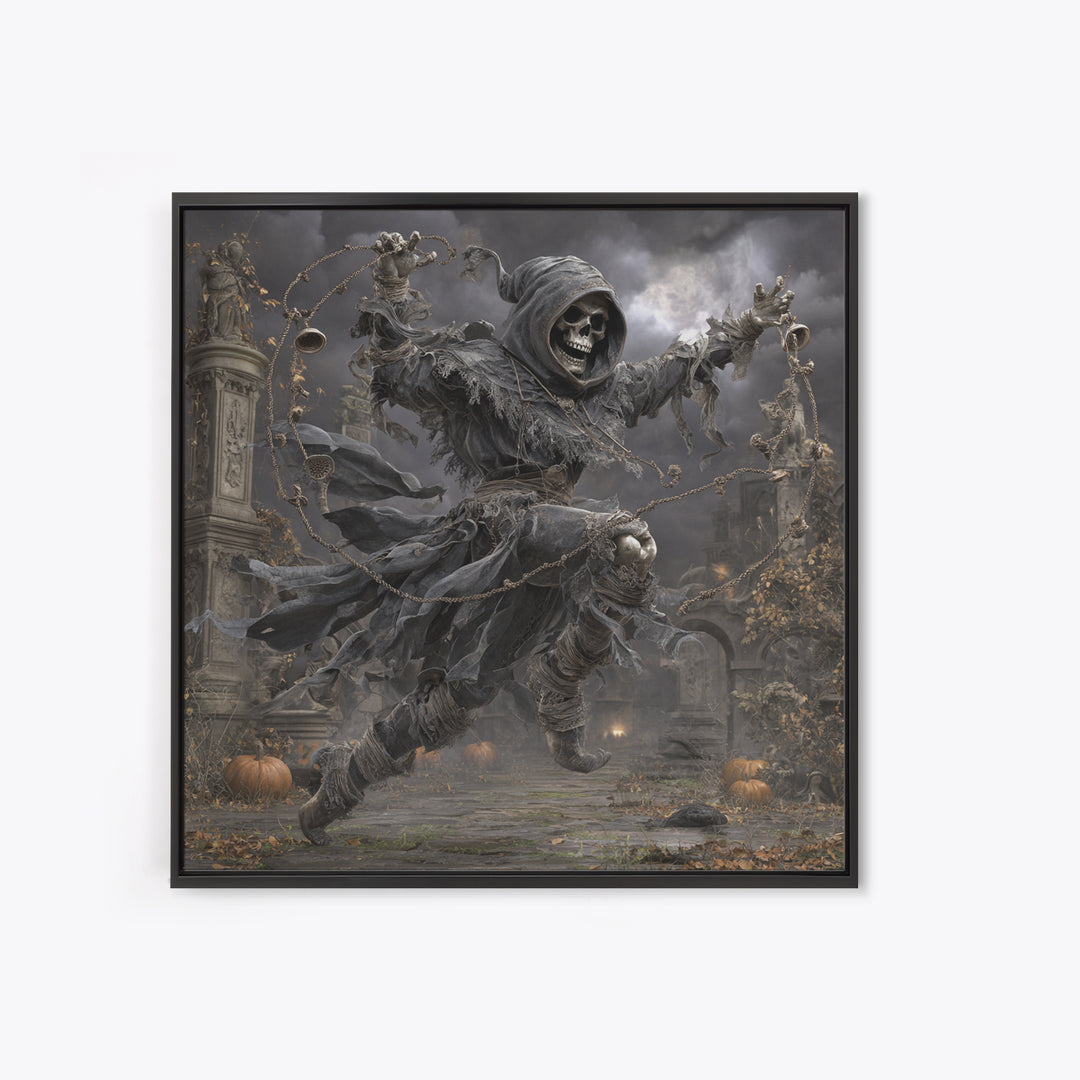 The Phantom Jester, Square Wall Art, Spooky Home Decor, Canvas Print, Halloween Wall Decor, Gothic Home Decor, Macabre Wall Art