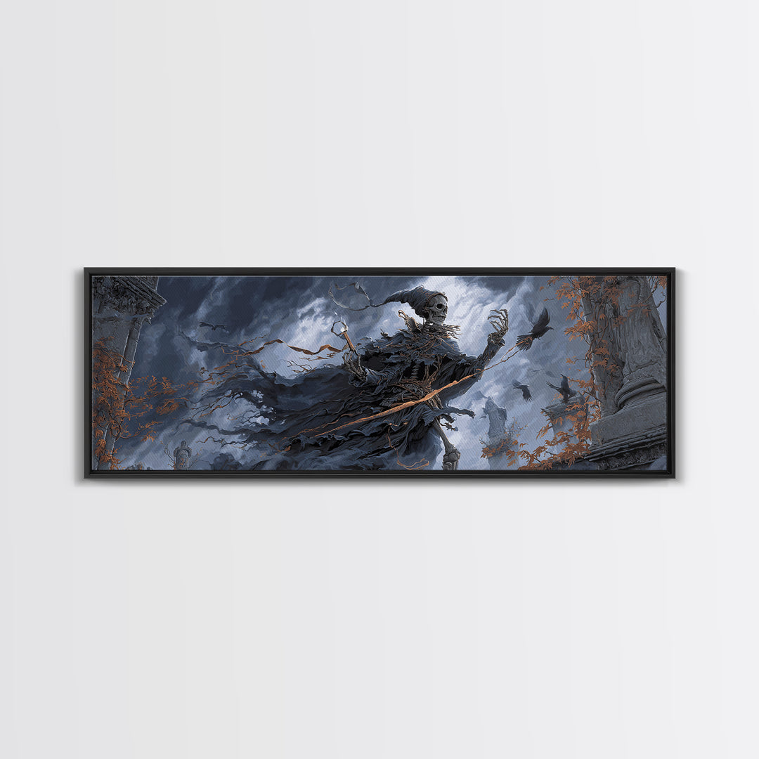 The Phantom Jester, Extra Wide Wall Art, Dark Fantasy Wall Art, Canvas Print, Halloween Wall Decor, Gothic Home Decor