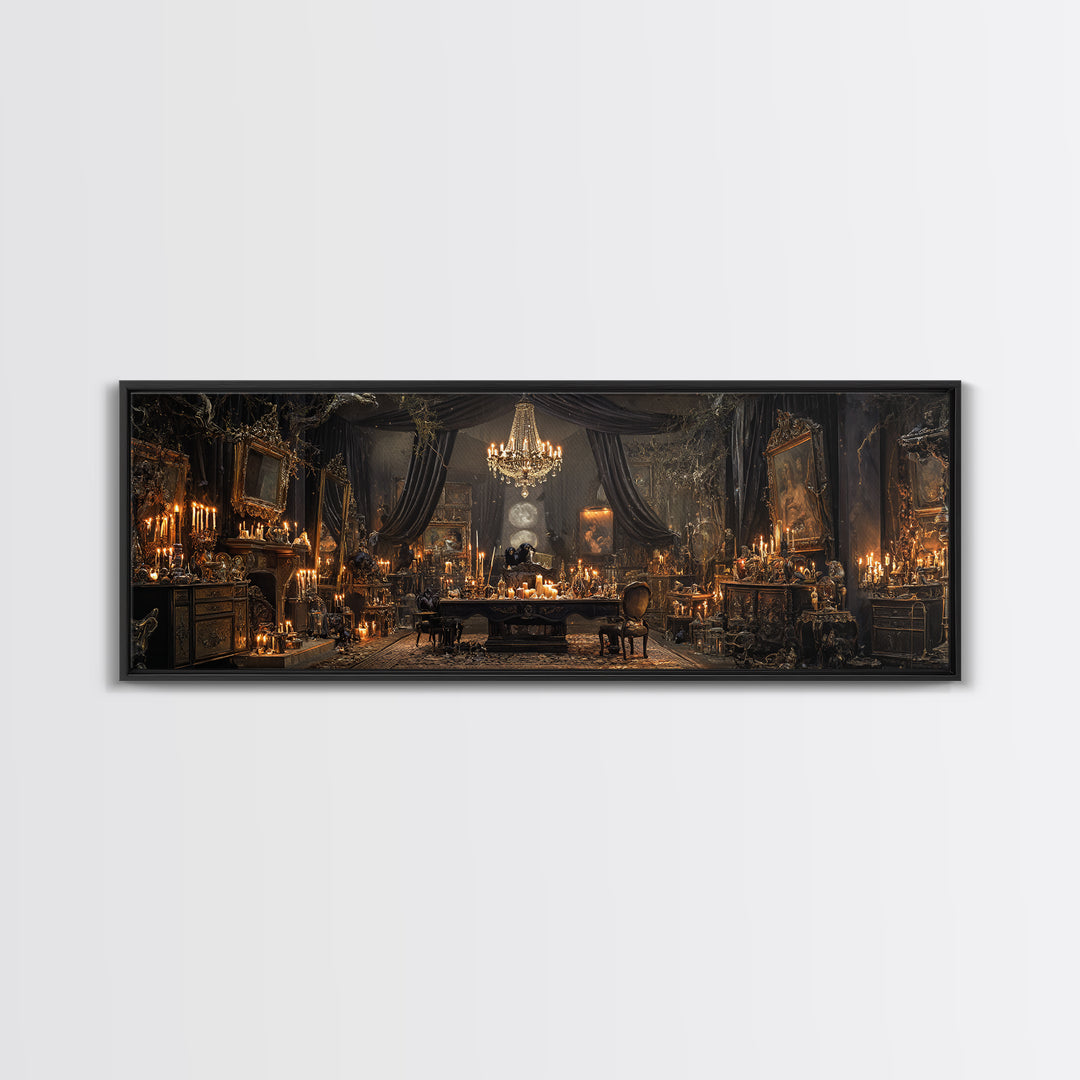 The Marionette Master, Extra Wide Wall Art, Haunted Gothic Art, Framed Canvas Print, Halloween Wall Decor, Gothic Home Decor