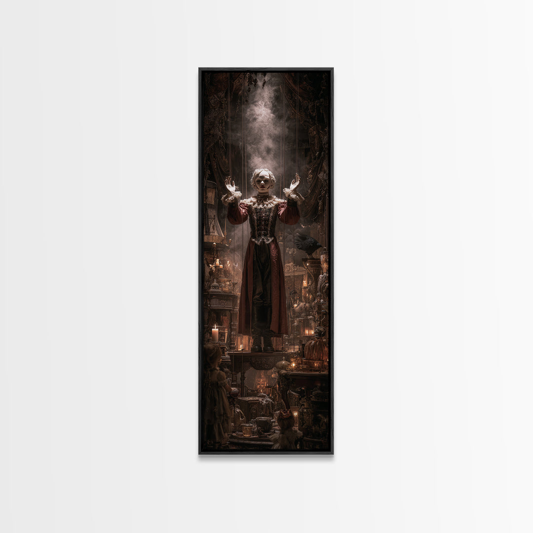 The Marionette Master, Tall Narrow Wall Art, Dark Halloween Decor, Canvas Print, Halloween Wall Decor, Gothic Home Decor, Macabre Wall Art