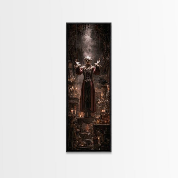 The Marionette Master, Tall Narrow Wall Art, Dark Halloween Decor, Canvas Print, Halloween Wall Decor, Gothic Home Decor, Macabre Wall Art