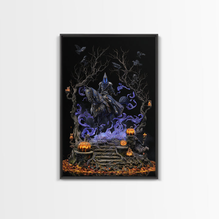 The Spectral Knight, Vertical Wall Art, Macabre Wall Art, Framed Canvas Print, Halloween Wall Decor, Gothic Home Decor, Spooky Wall Decor