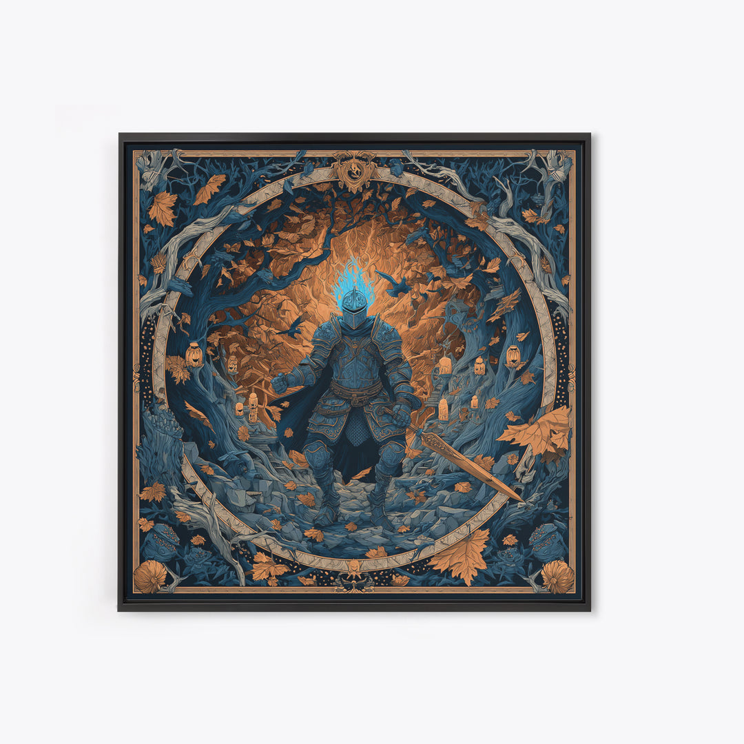The Spectral Knight, Square Wall Art, Haunted Gothic Art, Framed Canvas Print, Halloween Wall Decor, Gothic Home Decor