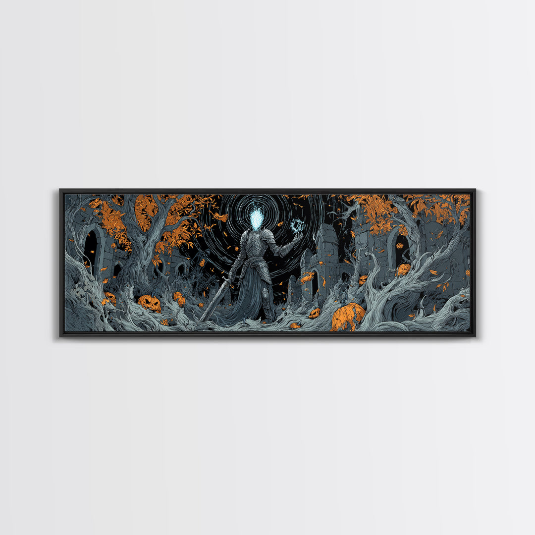The Spectral Knight, Extra Wide Wall Art, Spooky Home Decor, Canvas Print, Halloween Wall Decor, Gothic Home Decor, Spooky Wall Decor