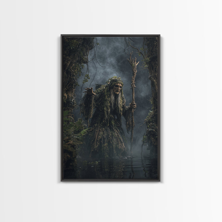 The Swamp Witch, Vertical Wall Art, Dark Halloween Decor, Canvas Print, Halloween Wall Decor, Gothic Home Decor, Seasonal Home Decor