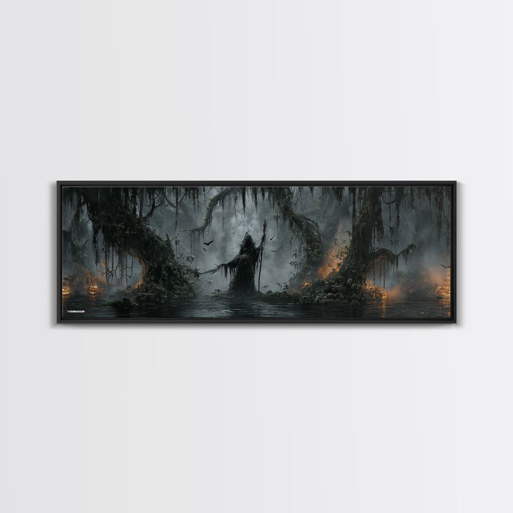 The Swamp Witch, Extra Wide Wall Art, Spooky Home Decor, Canvas Print, Halloween Wall Decor, Gothic Home Decor, Macabre Wall Art