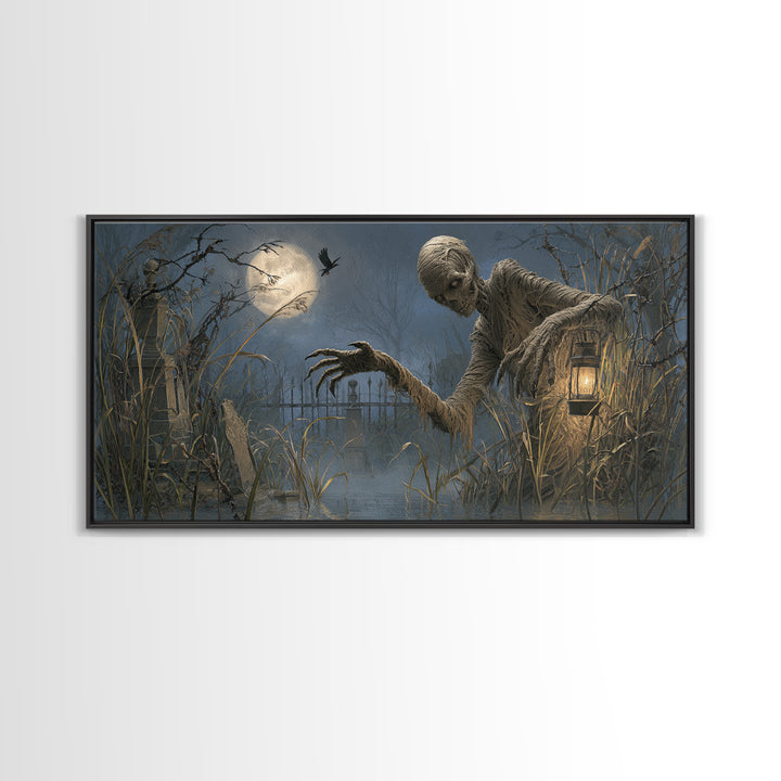 The Bog Mummy, Wide Panoramic Art, Dark Fantasy Wall Art, Canvas Print, Halloween Wall Decor, Gothic Home Decor, Dark Fantasy Art