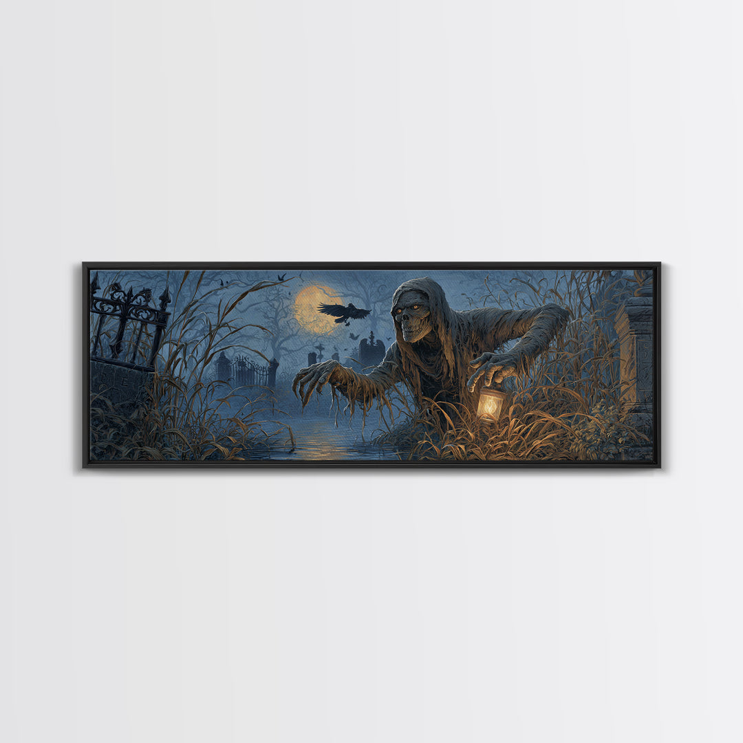 The Bog Mummy, Extra Wide Wall Art, Gothic Horror Wall Art, Framed Canvas Print, Halloween Wall Decor, Gothic Home Decor, Statement Wall Art