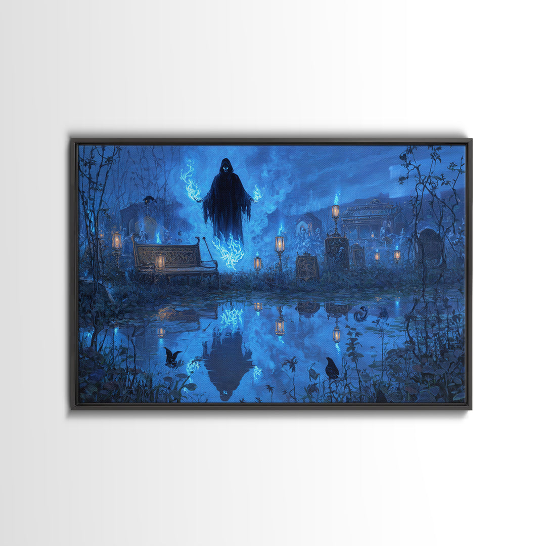 The Will-O'-The-Wisp Shepherd, Landscape Wall Art, Dark Halloween Decor, Canvas Print, Halloween Wall Decor, Gothic Home Decor