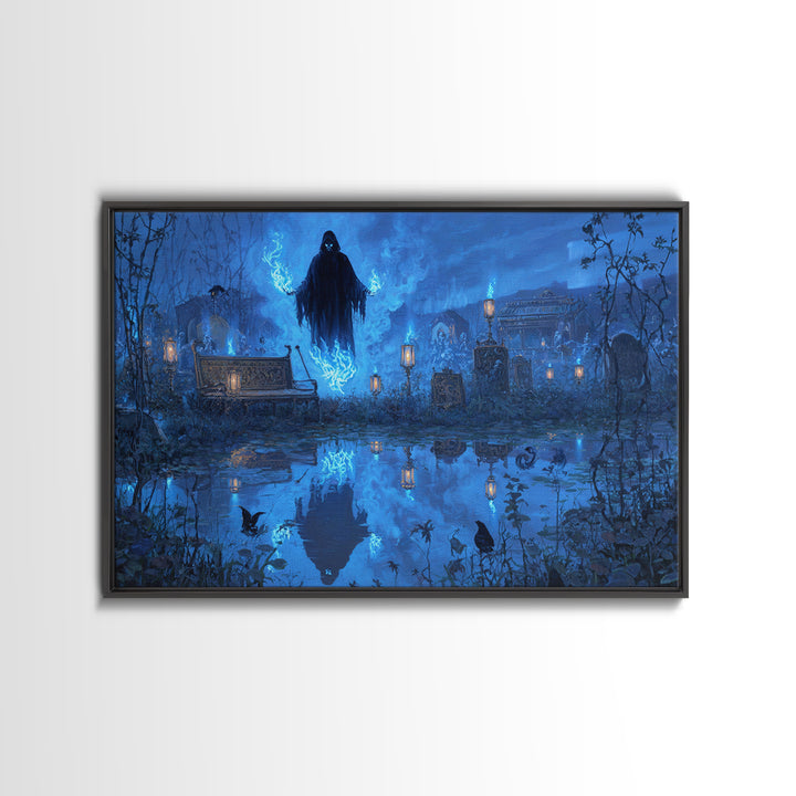 The Will-O'-The-Wisp Shepherd, Landscape Wall Art, Dark Halloween Decor, Canvas Print, Halloween Wall Decor, Gothic Home Decor