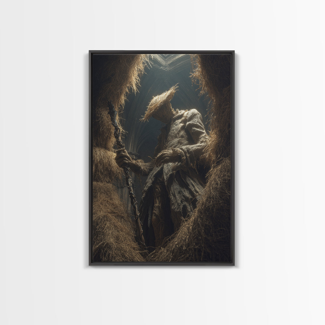 The Cornfield Crawler, Vertical Wall Art, Macabre Wall Art, Framed Canvas Print, Halloween Wall Decor, Gothic Home Decor, Halloween Wall Art