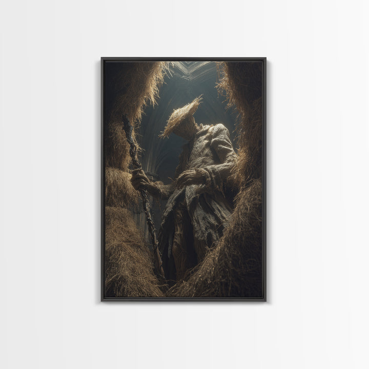 The Cornfield Crawler, Vertical Wall Art, Macabre Wall Art, Framed Canvas Print, Halloween Wall Decor, Gothic Home Decor, Halloween Wall Art