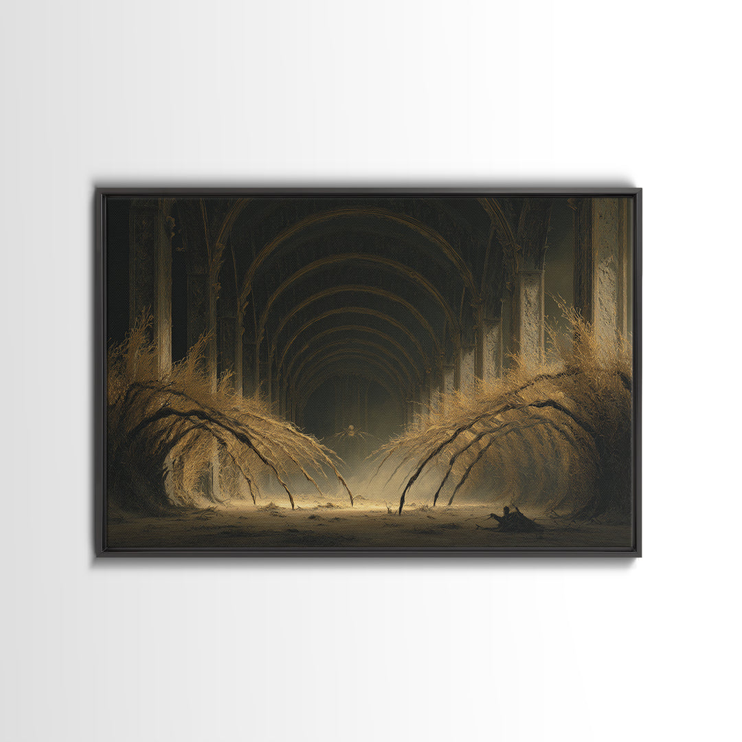 The Cornfield Crawler, Landscape Wall Art, Haunted Gothic Art, Framed Canvas Print, Halloween Wall Decor, Gothic Home Decor