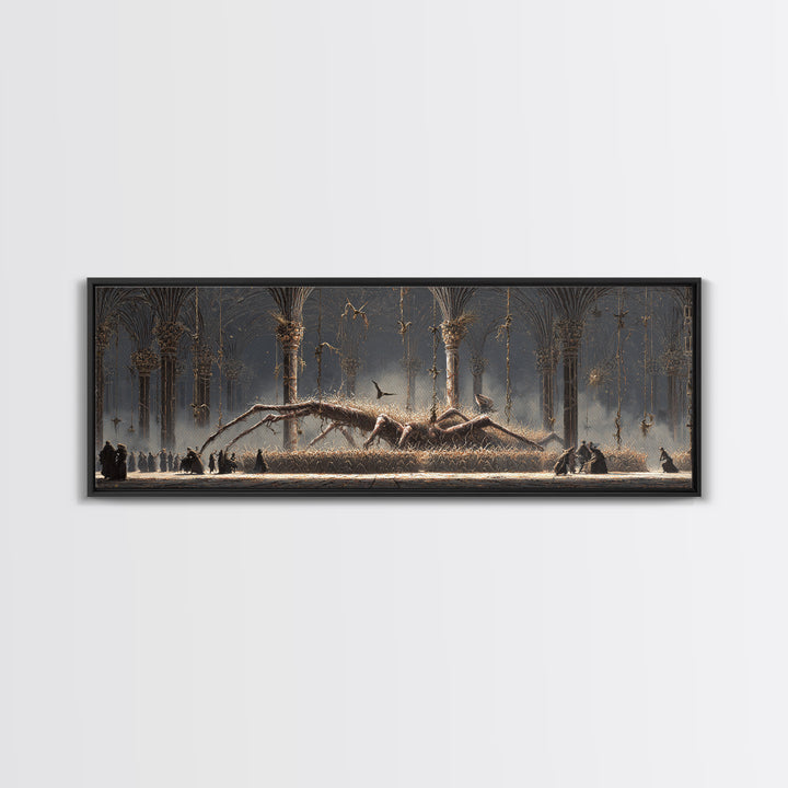 The Cornfield Crawler, Extra Wide Wall Art, Haunted Gothic Art, Framed Canvas Print, Halloween Wall Decor, Gothic Home Decor