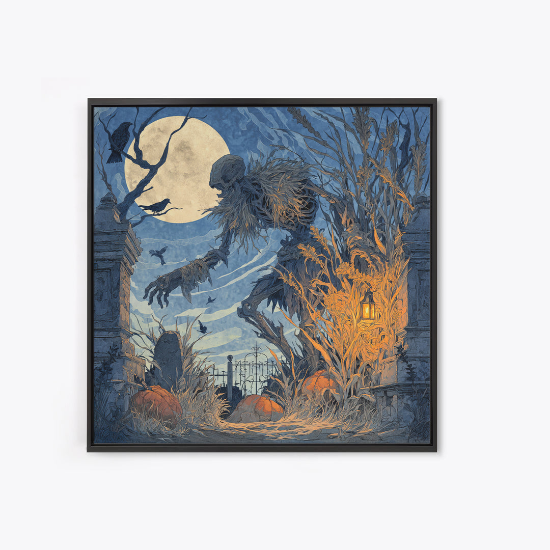 The Harvest Demon, Square Wall Art, Spooky Home Decor, Canvas Print, Halloween Wall Decor, Gothic Home Decor, Dark Fantasy Art