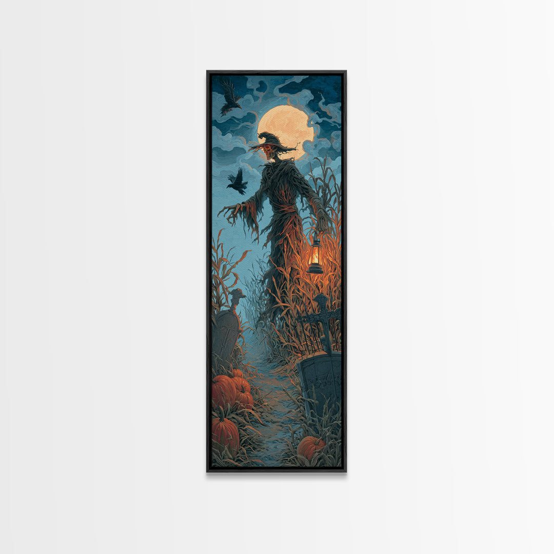 The Harvest Demon, Tall Narrow Wall Art, Gothic Horror Wall Art, Framed Canvas Print, Halloween Wall Decor, Gothic Home Decor