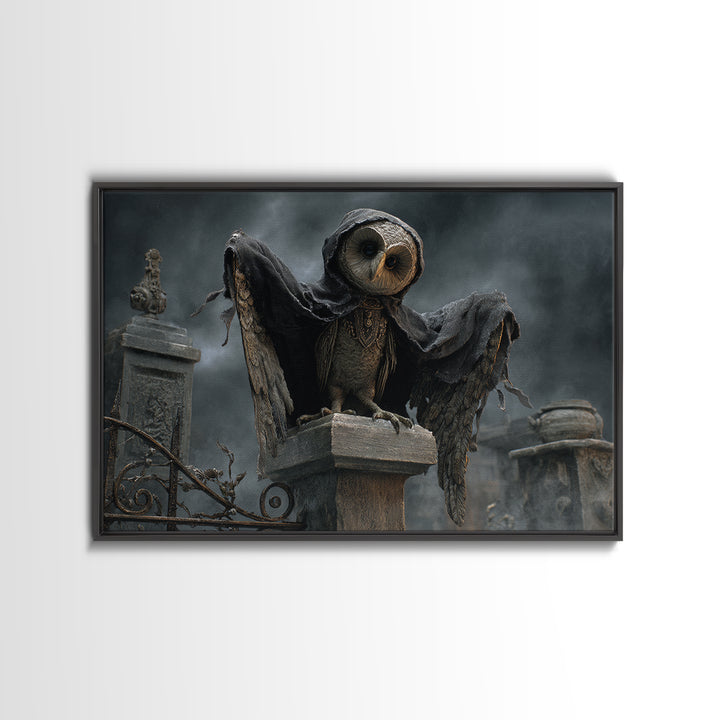 The Owl-Faced Omen, Landscape Wall Art, Dark Halloween Decor, Canvas Print, Halloween Wall Decor, Gothic Home Decor, Spooky Wall Decor