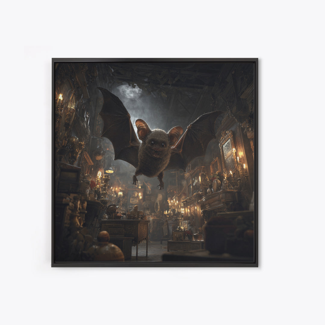 The Bat-Winged Imp, Square Wall Art, Haunted Gothic Art, Framed Canvas Print, Halloween Wall Decor, Gothic Home Decor, Macabre Wall Art