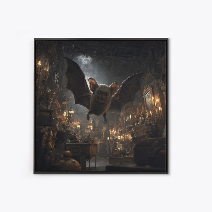 The Bat-Winged Imp, Square Wall Art, Haunted Gothic Art, Framed Canvas Print, Halloween Wall Decor, Gothic Home Decor, Macabre Wall Art