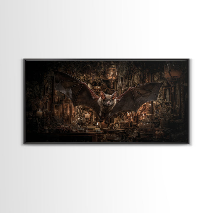 The Bat-Winged Imp, Wide Panoramic Art, Dark Fantasy Wall Art, Canvas Print, Halloween Wall Decor, Gothic Home Decor, Halloween Decor