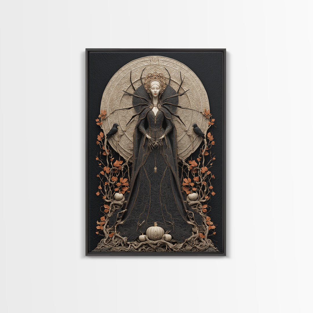 The Spider Queen, Vertical Wall Art, Dark Fantasy Wall Art, Canvas Print, Halloween Wall Decor, Gothic Home Decor, Dark Fantasy Art