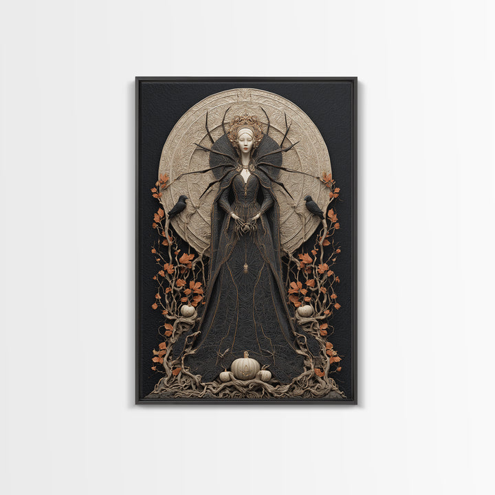 The Spider Queen, Vertical Wall Art, Dark Fantasy Wall Art, Canvas Print, Halloween Wall Decor, Gothic Home Decor, Dark Fantasy Art