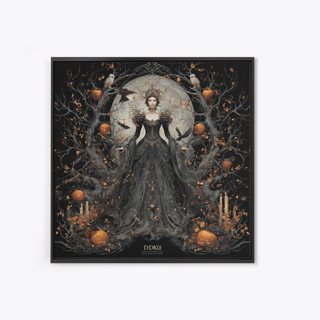 The Spider Queen, Square Wall Art, Macabre Wall Art, Framed Canvas Print, Halloween Wall Decor, Gothic Home Decor, Spooky Wall Decor
