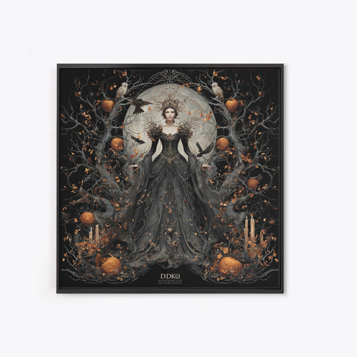 The Spider Queen, Square Wall Art, Macabre Wall Art, Framed Canvas Print, Halloween Wall Decor, Gothic Home Decor, Spooky Wall Decor