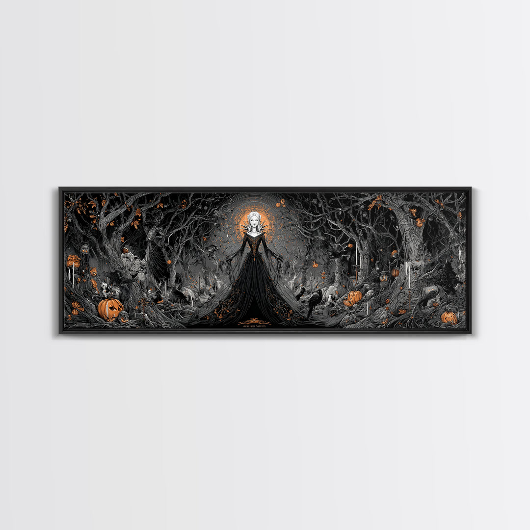The Spider Queen, Extra Wide Wall Art, Macabre Wall Art, Framed Canvas Print, Halloween Wall Decor, Gothic Home Decor, Spooky Wall Decor