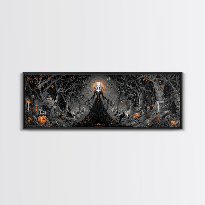The Spider Queen, Extra Wide Wall Art, Macabre Wall Art, Framed Canvas Print, Halloween Wall Decor, Gothic Home Decor, Spooky Wall Decor