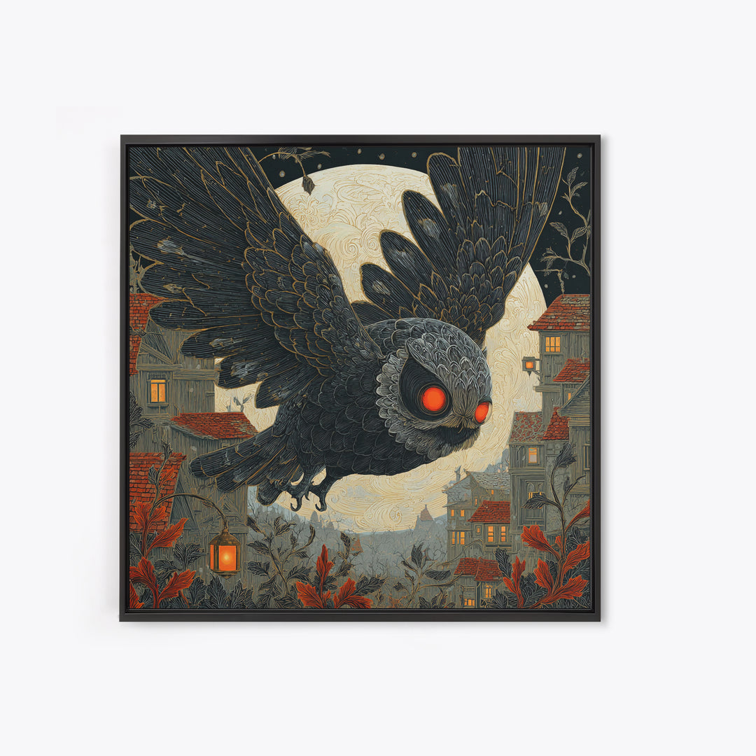The Red-Eyed Moth Creature, Square Wall Art, Dark Halloween Decor, Canvas Print, Halloween Wall Decor, Gothic Home Decor, Macabre Wall Art