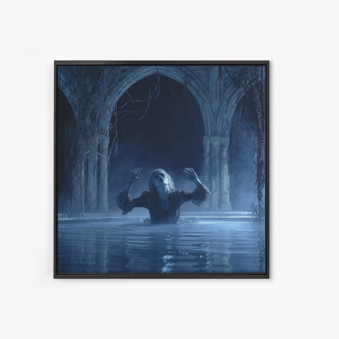 The Lake Phantom, Square Wall Art, Dark Fantasy Wall Art, Canvas Print, Halloween Wall Decor, Gothic Home Decor, Dark Fantasy Art