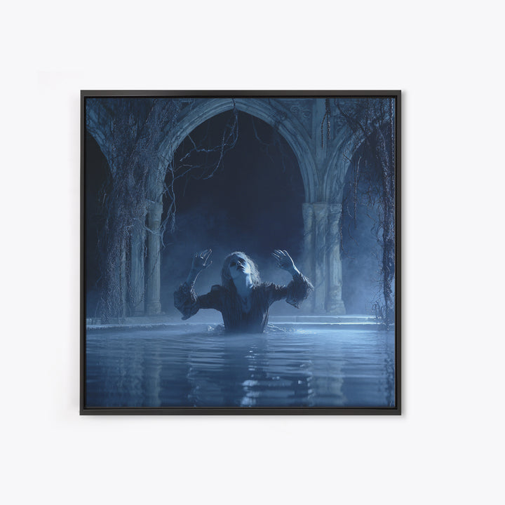 The Lake Phantom, Square Wall Art, Dark Fantasy Wall Art, Canvas Print, Halloween Wall Decor, Gothic Home Decor, Dark Fantasy Art