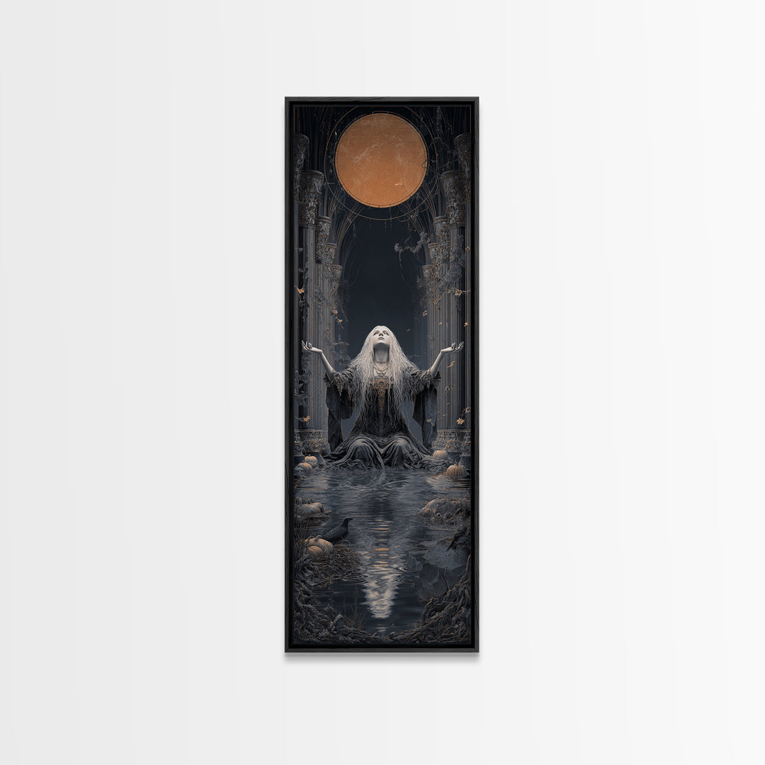 The Lake Phantom, Tall Narrow Wall Art, Dark Halloween Decor, Canvas Print, Halloween Wall Decor, Gothic Home Decor, Spooky Wall Decor