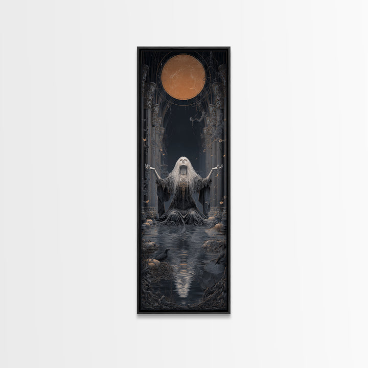 The Lake Phantom, Tall Narrow Wall Art, Dark Halloween Decor, Canvas Print, Halloween Wall Decor, Gothic Home Decor, Spooky Wall Decor