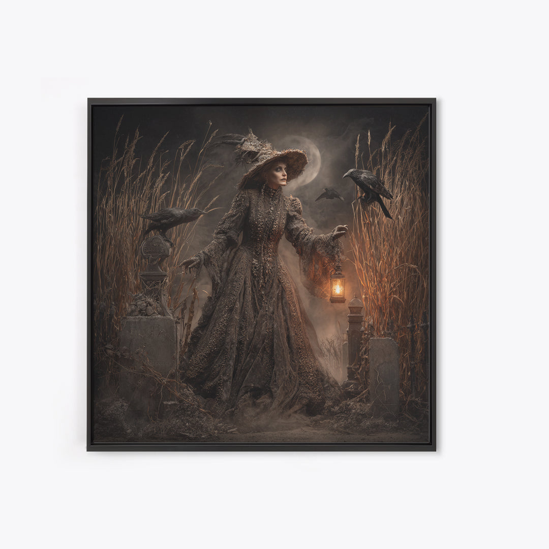 The Salt-Marsh Witch, Square Wall Art, Spooky Home Decor, Canvas Print, Halloween Wall Decor, Gothic Home Decor, Halloween Wall Art