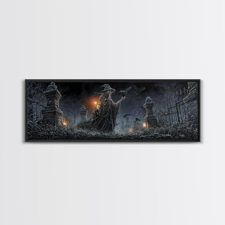 The Salt-Marsh Witch, Extra Wide Wall Art, Haunted Gothic Art, Framed Canvas Print, Halloween Wall Decor, Gothic Home Decor, Halloween Decor