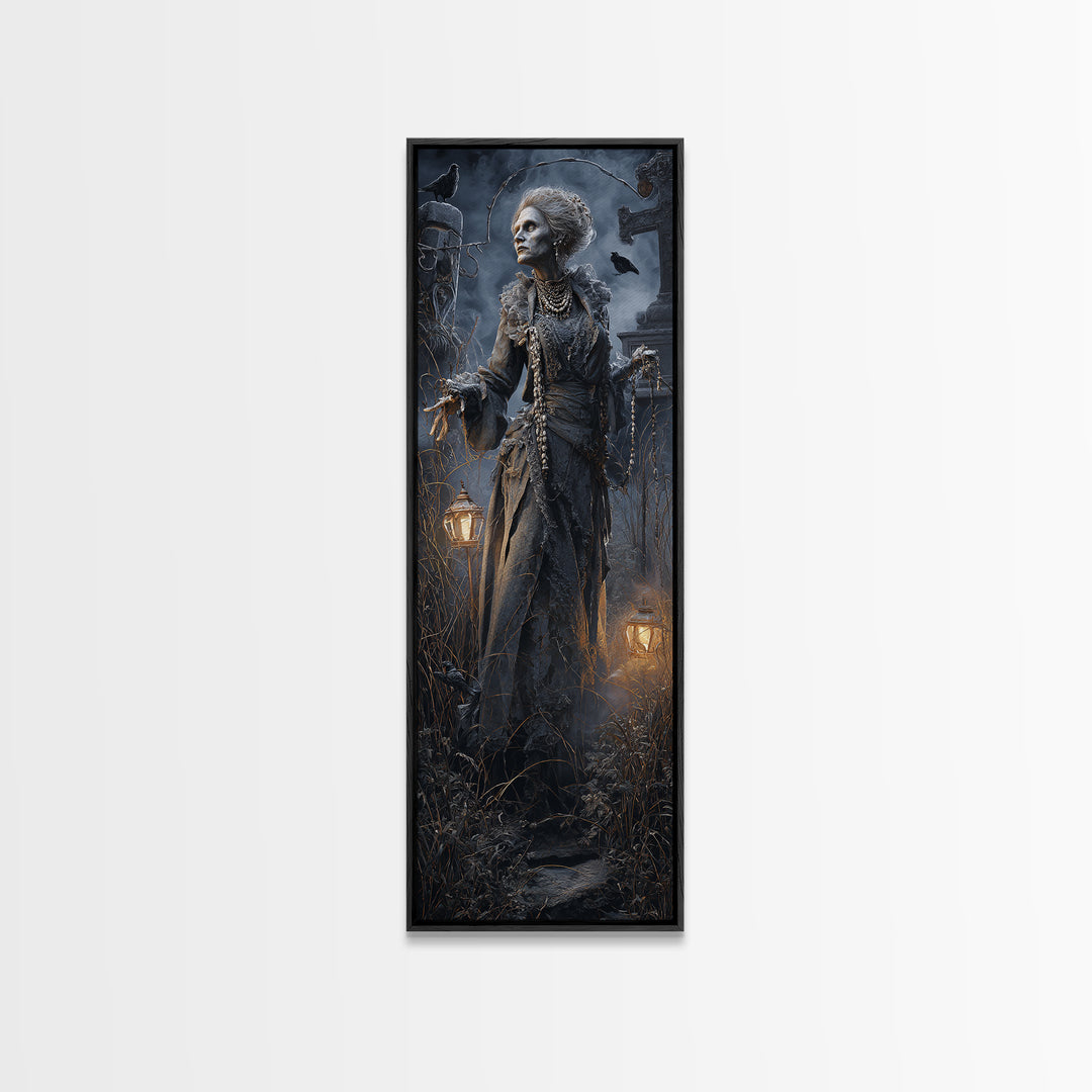 The Salt-Marsh Witch, Tall Narrow Wall Art, Macabre Wall Art, Framed Canvas Print, Halloween Wall Decor, Gothic Home Decor, Horror Wall Art