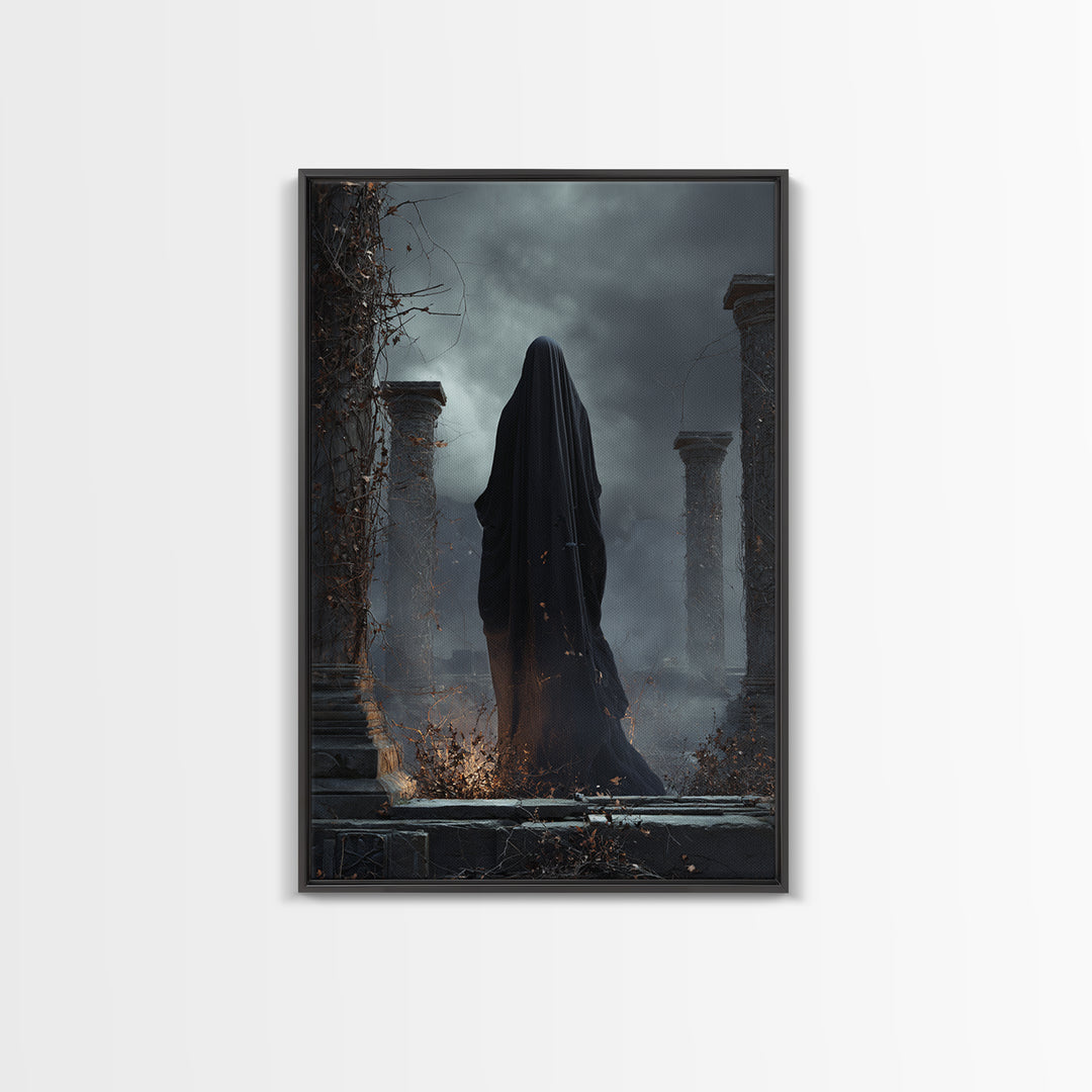The Stone-Circle Spirit, Vertical Wall Art, Spooky Home Decor, Canvas Print, Halloween Wall Decor, Gothic Home Decor, Dark Fantasy Art