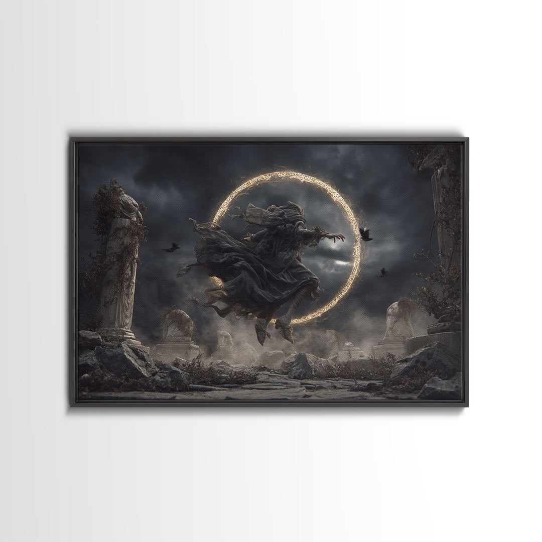 The Stone-Circle Spirit, Landscape Wall Art, Dark Fantasy Wall Art, Canvas Print, Halloween Wall Decor, Gothic Home Decor