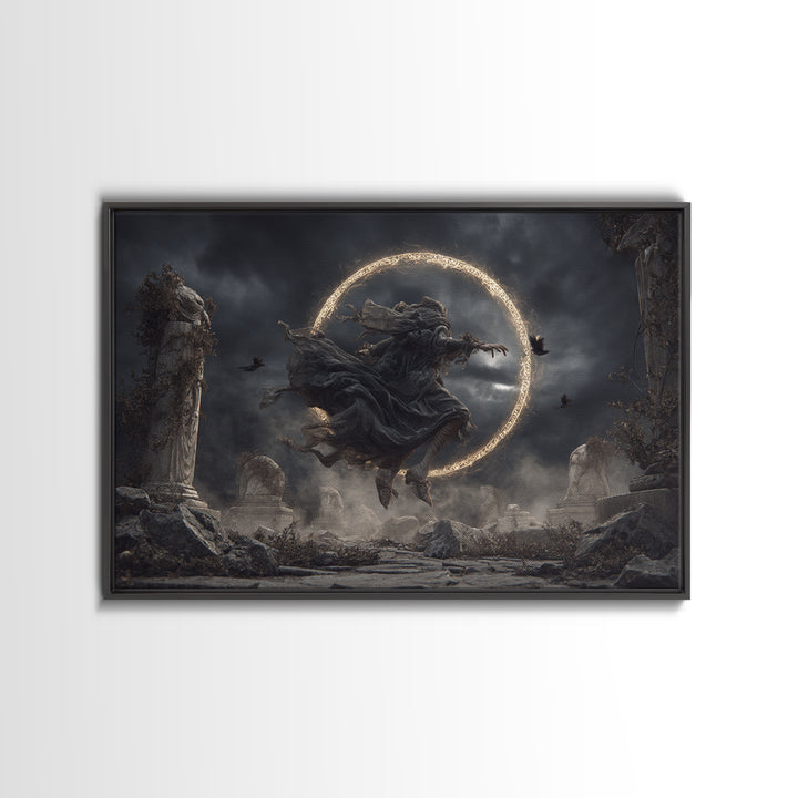 The Stone-Circle Spirit, Landscape Wall Art, Dark Fantasy Wall Art, Canvas Print, Halloween Wall Decor, Gothic Home Decor