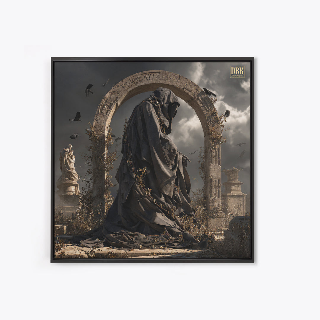 The Stone-Circle Spirit, Square Wall Art, Macabre Wall Art, Framed Canvas Print, Halloween Wall Decor, Gothic Home Decor, Horror Wall Art